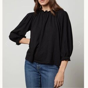 NWT VELVET BY GRAHAM & SPENCER BLACK COTTON TOP